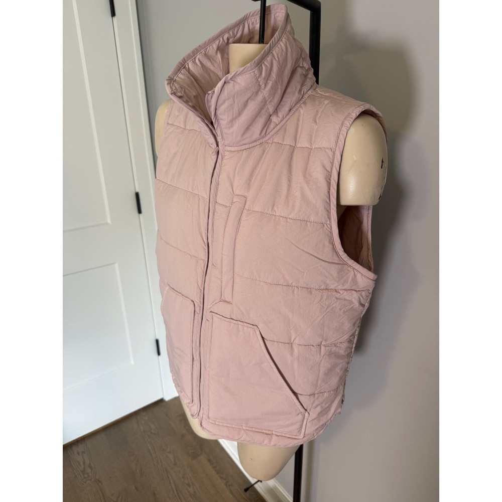 Zella Womens Puffer Vest Blush Pink Quilted Full Zip Sleeveless Jacket Medium - Picture 2 of 6
